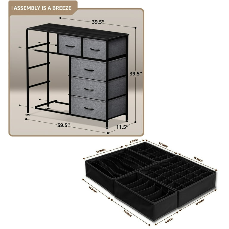 Sorbus 9-Drawer Dresser with Foldable Fabric Drawer Dividers