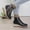 #111-Black, variant on Women's Ethnic Embroidered Casual Ankle Boots – Front Elastic Back Zipper Closure with Leather Platform Wedge Heel for Autumn Winter Retro Style Footwear