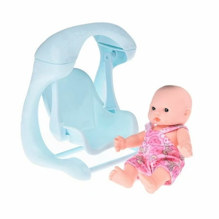 Whisky Johnnie Walker Swing - Akoyovwerve Mini Baby Dolls Toy w/ Cradle, High Chair, Walker, Swing, Bathtub, Infant Seat,Blue