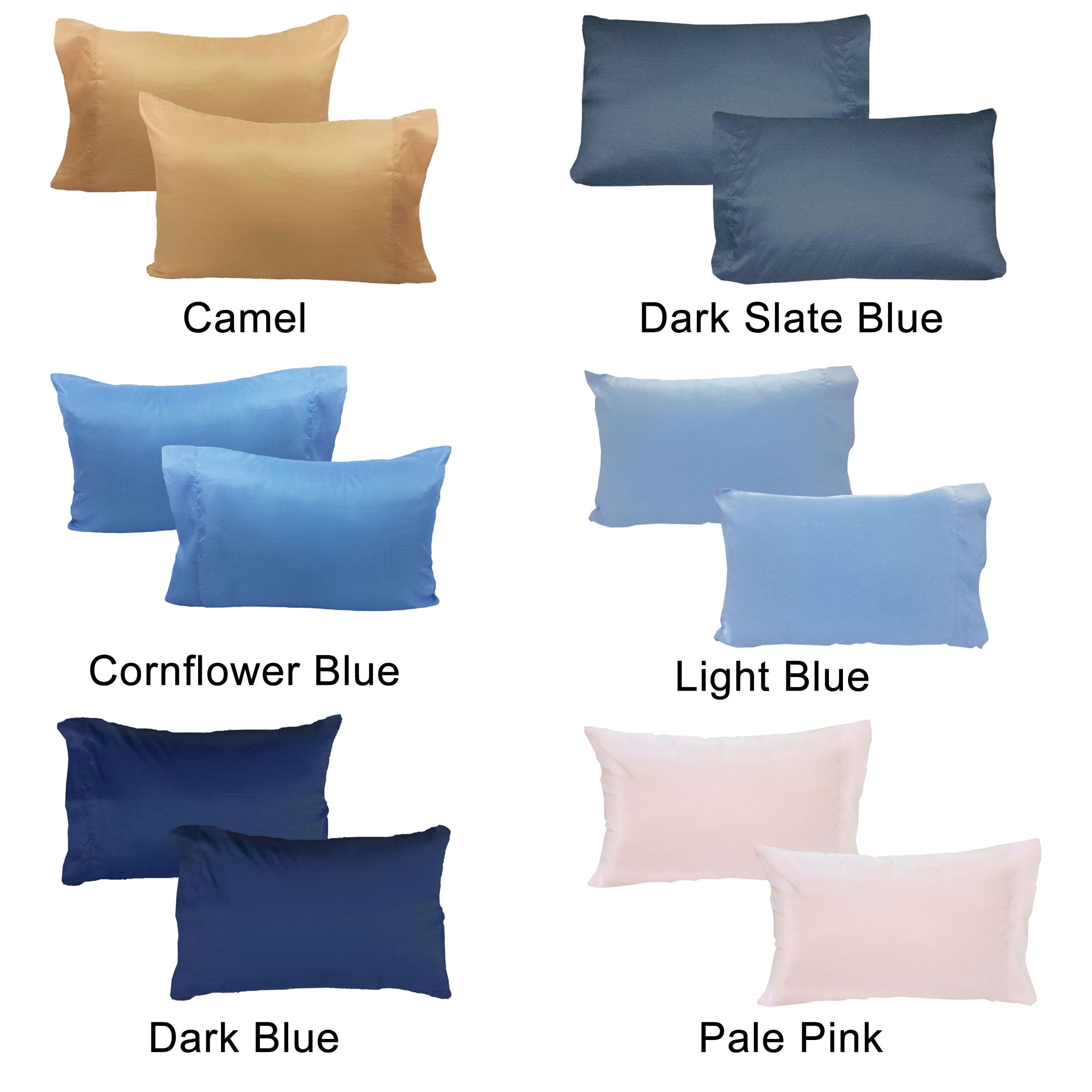 Set Of 2 Solid Color Pillowcases Plain Pillow Cover Set