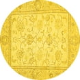 thumbnail image 1 of Ahgly Company Machine Washable Indoor Round Oriental Yellow Traditional Area Rugs, 7' Round, 1 of 4