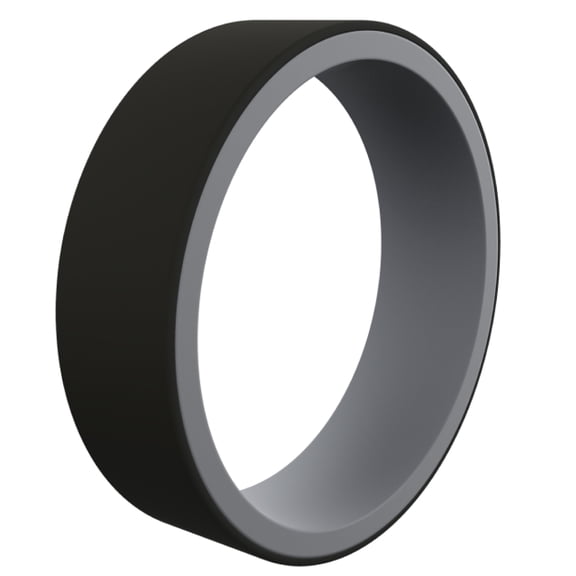 QALO Men's Strata Silicone Ring - Breathable & Durable Wedding Silicone Bands - Mens Grey/Black Size 9