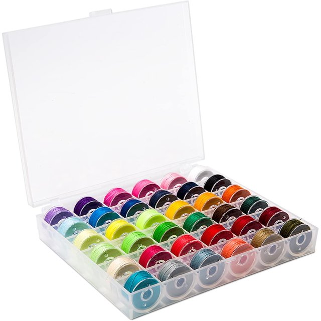 BetyBedy 36Pcs Bobbins and Sewing Threads with Bobbin Case for Multiple Sewing Machine, Pre-Wound Bobbins Set for Bro-Ther/Baby-Lock/Jano-me/El-na/Sin-ger, Standard Size and Assorted Colors