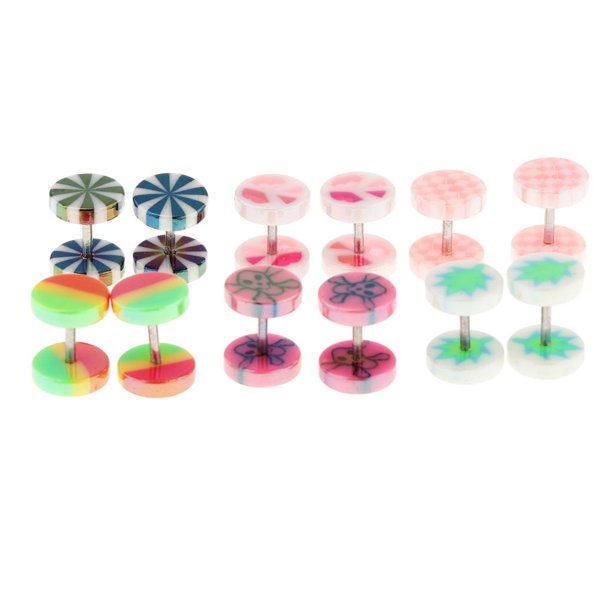 6 Piezas Tapones Para Los Oídos Zulema Acero Inoxidable 316L Calibre 14 G Color Surtido