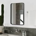 thumbnail image 5 of Large Bathroom Mirror 30x22 Inch, Black Metal Framed Vanity Mirror with Rounded Corners, Wall Mounted, Anti-Rust, Tempered Glass, Perfect for Bathroom Decor, Hangs Horizontally or Vertically, 5 of 9