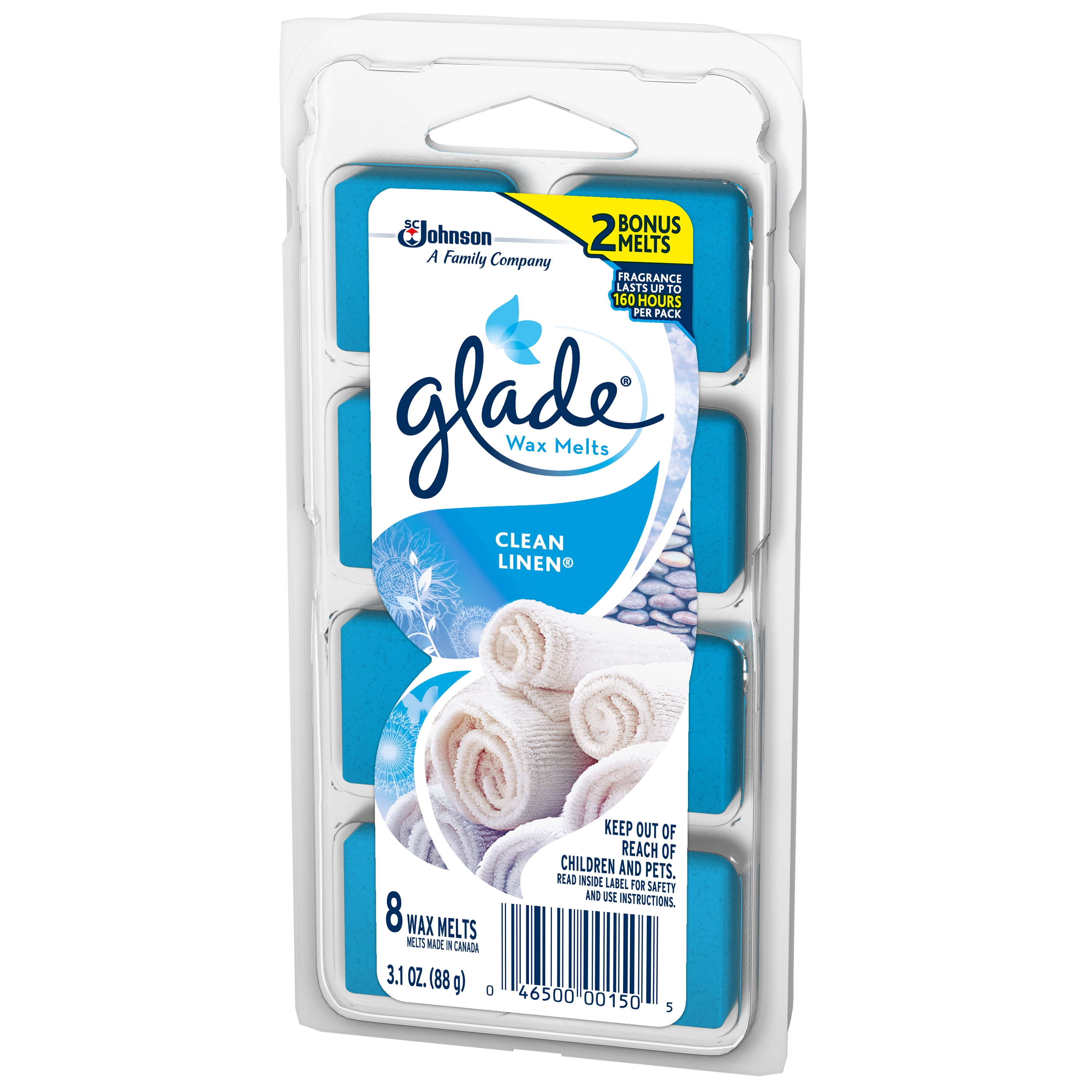 4 X GLADE CLEAN LINEN WAX MELTS CANDLE BURNER REFILL FRAGRANCE 66G 