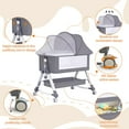 thumbnail image 4 of ManyFun 5 in 1 Wide Baby Bassinet Bedside with Diaper Changer with Height-Adjustable and Wheels,Gray, 4 of 10