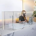 thumbnail image 4 of Azar Displays Tri-Fold Protective Sneeze Guard for Counter and Desk - Portable Plexiglass Barrier (Pack of 1) - Acrylic Desk Shield with side wing panels. Plastic Shield for Desk, 4 of 4