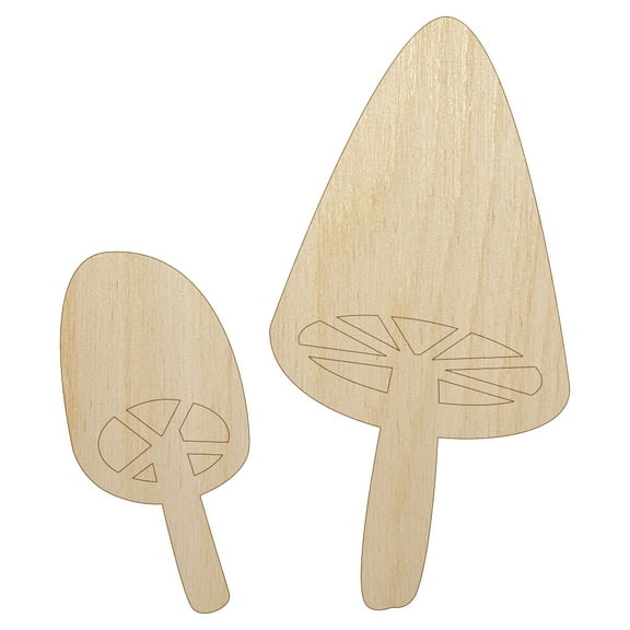 Charming Toadstool Mushroom Pair Wood Shape Unfinished Piece Cutout Craft DIY Projects - 4.70 Inch Size - 1/8 Inch Thick
