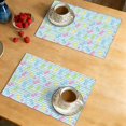 thumbnail image 5 of Easter and Bunnies Blue Stripe Pattern Summer Placemats Set Of 4, 12x18 Inch Linen Kitchen Mats, Non-Slip Heat Resistant Washable, 5 of 5