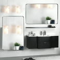 thumbnail image 6 of 30x20 Inch Glossy Brushed Silver Rectangle Bathroom Mirror with Rounded Corners - Metal Frame, Deep Set Design, Wall Mounted for Bathroom, 6 of 12