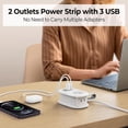 thumbnail image 2 of Portable Power Strip with Surge & -Controlled Outlets - Compact Travel Plug Adapter, 2 AC Outlets & 3-Port USB (1 USB-C), Overvoltage/Overcurrent/Overcharge,, 2 of 12