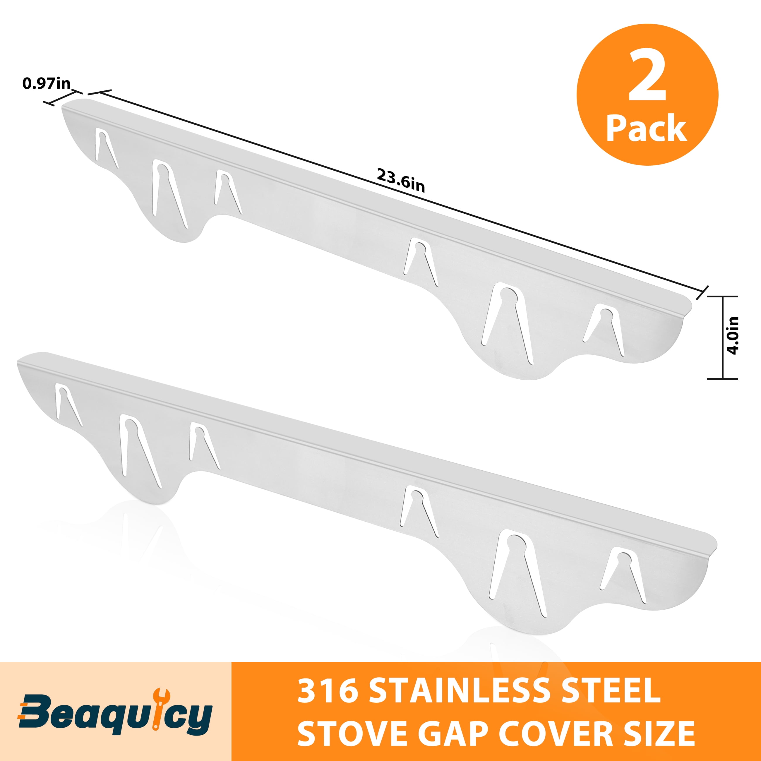 Beaquicy Stainless Steel Stove Gap Cover  for Kitchen Heat Resistant Stove Counter Guard Cover,2 Pack