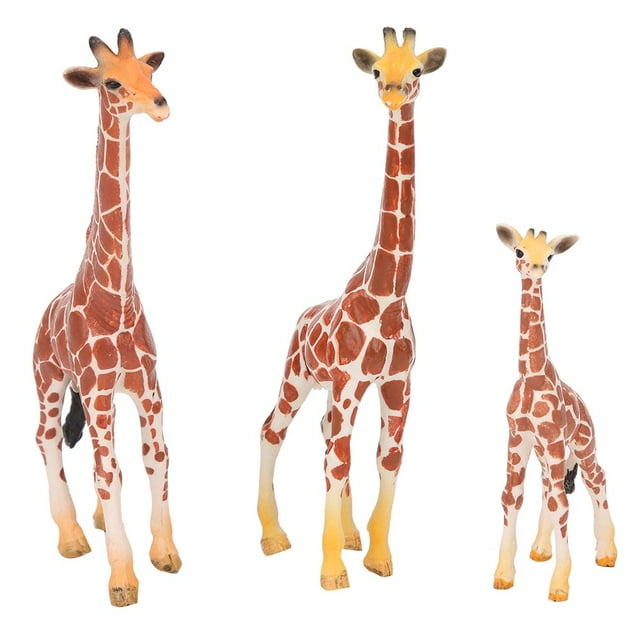 Figuras de animales de la familia de jirafas, modelos de vida silvestre, decoración, juguete educativo para niños, conjunto familiar de jirafas