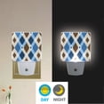 thumbnail image 5 of Brown and Blue Argyle Pattern Plaids LED Night Light Sensor Lamp Plug-in Adjustable Brightness 2 Pack, 5 of 7