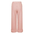 thumbnail image 6 of JGGSPWM Women's Gingham Pants Y2K Cotton Wide Leg Ruffle Hem Lounge Pants Plaid Elastic Wasited Trouser with Pockets Pink L, 6 of 7