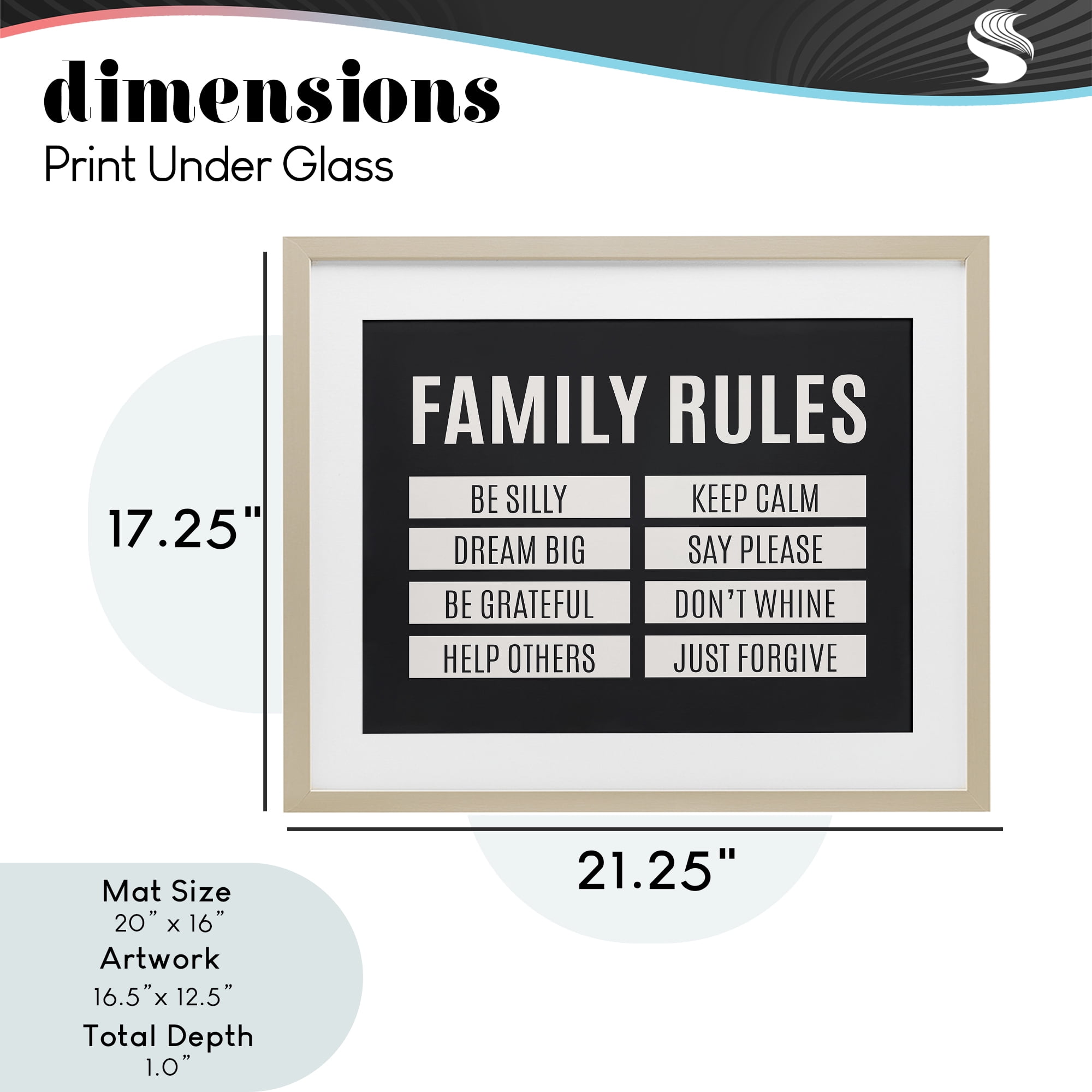 Stupell Industries Family Rules Simple Black Birch Framed Print Under Glass, design by SD Graphics Studio