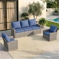 thumbnail image 6 of UDPATIO Outdoor Sectional Conversation Sets, Gray Wicker Patio Furniture Set, 3-piece Outdoor Sofa Set for Balcony, Navy Blue, 6 of 8