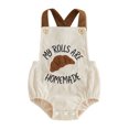thumbnail image 5 of Quealent Baby Boy Girl Thanksgiving Outfit Onesie Bubble Romper Strap Waffle Overalls Bodysuit (Khaki, 12-18 Months), 5 of 5