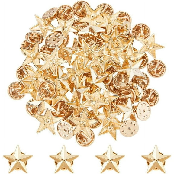1 Box 40pcs Alloy Star Brooch Men's Shirt Collar Pins Golden 17x18x4mm