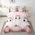 thumbnail image 2 of Happy Halloween Bedding Set Kawaii Ghost Sheet Set Bat Gothic Comforter 7 Pieces Bed In A Bagtwin Size With 2 Pillow Cases Pumpkin Cute Fitted Sheet,Pink, 2 of 5