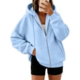 thumbnail image 2 of AzureSilk Women'S Fashion Hoodies Women Full Zip Up Hoodie Sweatshirt Long Sleeve Casual Jacket with Side Pockets Loose Daily Layering Tops for Women, 2 of 5