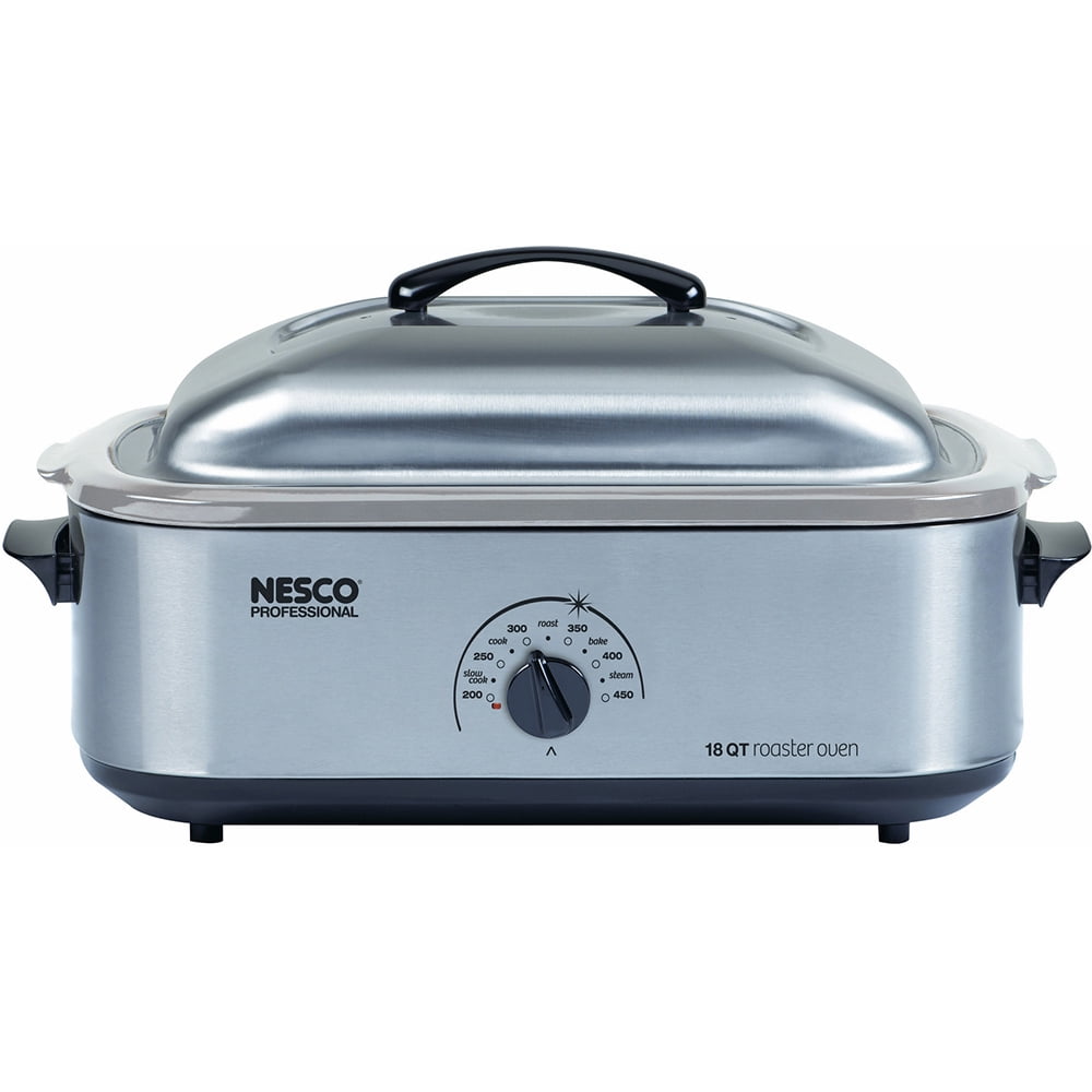 Nesco 18 Qt Roaster, With Stainless Steel Cookwell, Body & Lid