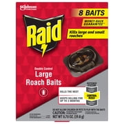 Raid Double Control Roach Bait, Kills Cockroaches and Bugs, 8 Large Bait Stations