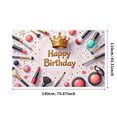 thumbnail image 3 of Cosmetic Design Happy Birthday Banner Makeup Theme Birthday Poster for Party Decoration Celebration Kids, 3 of 5