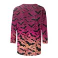 thumbnail image 5 of Raeneomay 3/4 Length Sleeve Womens Tops Fashion Halloween Printed T-Shirt Blouse Round Neck Casual Tops, 5 of 5