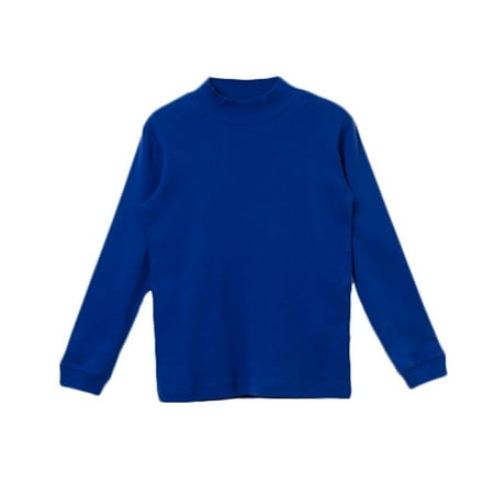 Casual Solid Stand Collar - Bossini Boys Passionate Long Sleeve Solid Tee with Stand Collar - Blue,Size 90,US Size 3t