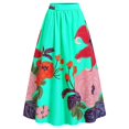 thumbnail image 4 of Women's High Waist Floral Print Maxi Skirt with Pockets A-Line Long Flowing Summer Casual Skirt for Beach or Daily Wear Turquoise XL, 4 of 5