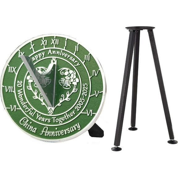 20th China Wedding Anniversary 2025 Sundial with Stand Gift 10"