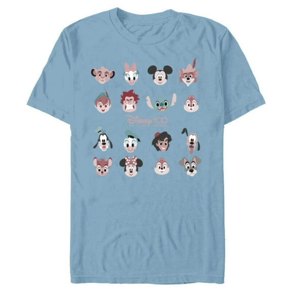 Disney 100 Years of Wonder Famous Faces Muted Cute D100 - Short Sleeve Blended T-Shirt for Adults - Customized-Ocean Blue