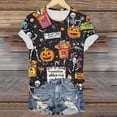 thumbnail image 4 of enyan Women Halloween Shirt Cute Ghost Pumpkin Graphic Tee Spooky Season Shirt Vintage Short Sleeve Casual Fall Tops Women Halloween Shirts Dark Gray,XXXXXL, 4 of 6