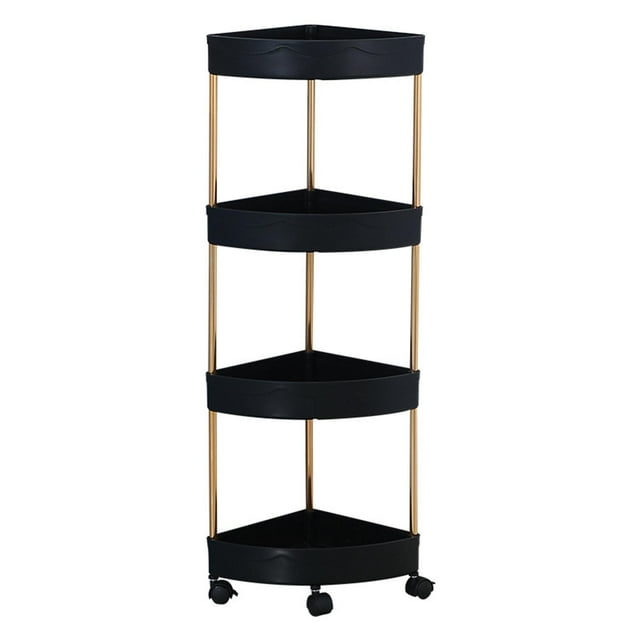 Corner Storage Basket with Lockable Roller Rack Save Space Vegetable