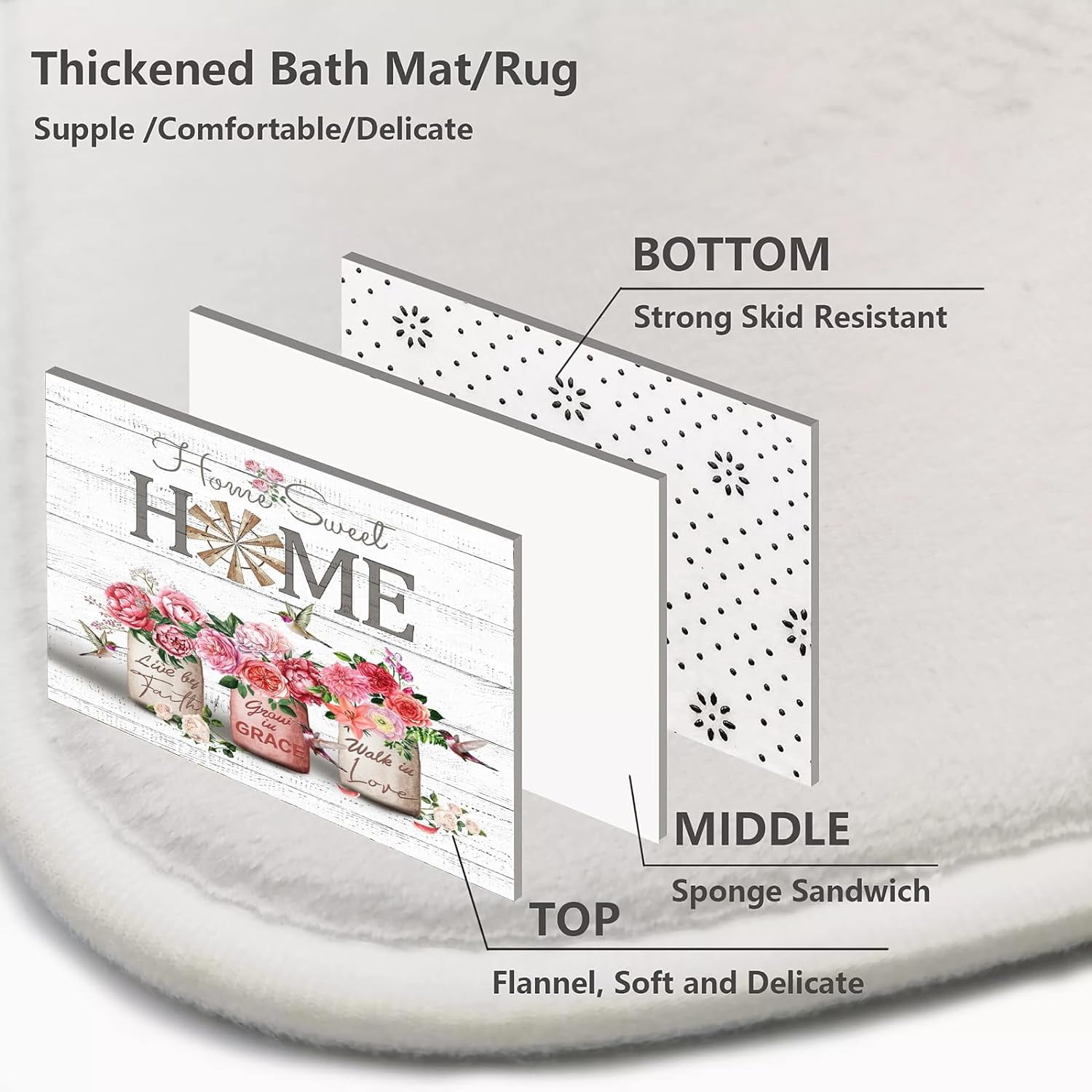 4 PCS Red Rose Peony Shower Curtain Sets Home Sweet Bathroom Set with Shower Curtain and Rugs and Accessories Farmhouse Country Shower Curtain Bathroom Decor with 12 Hooks 72 X 72 Inch