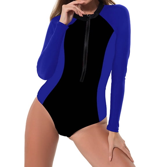 Tnhcen Women's Long Sleeve Sun Protection Rash Guard Swimsuit Bodysuit Quick Dry UPF 50 Surfing Swimwear Water Sports Tummy Control Swimsuit S-2XL