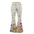 thumbnail image 6 of FKELYI Retro Flower Print Flare Leggings Bell Bottom Yoga Pants for Women Wide Leg Pants Split Front Boot Cut Yoga Leggings High-Waist Sweatpants for Girls Indoor Outdoor, XS, 6 of 7