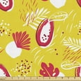 thumbnail image 1 of Tropical Fabric by the Yard Upholstery, Natural Demonstration with Abstract Papaya and Plants on Yellow, Decorative Fabric for DIY and Home Accents, Yellow Dark Coral by Ambesonne, 1 of 5