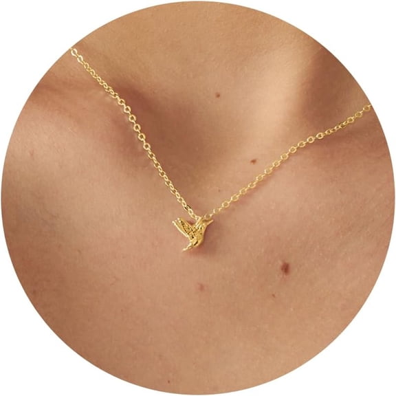 Gold Necklace For Women-14K Gold Plated Bee Necklace Dainty Butterfly Hummingbird Fish Necklace For Women Trendy Necklaces Jewelry[o7237]