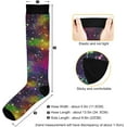 thumbnail image 4 of GZHJMY High Elasticity Compression Socks, High Knee Socks Adult Universal Leisure Relieve Fatigue,Abstract Bright Colorful Universe Travel Daily with Running (2 Pair), 4 of 7
