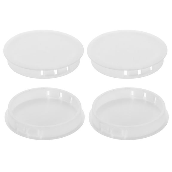 4Pcs Plastic Hole Plugs, 55mm(2-3/16") Flush Type Panel Plugs, Round Snap Knockout Locking Plugs for Furniture Insert End Caps Panels, White