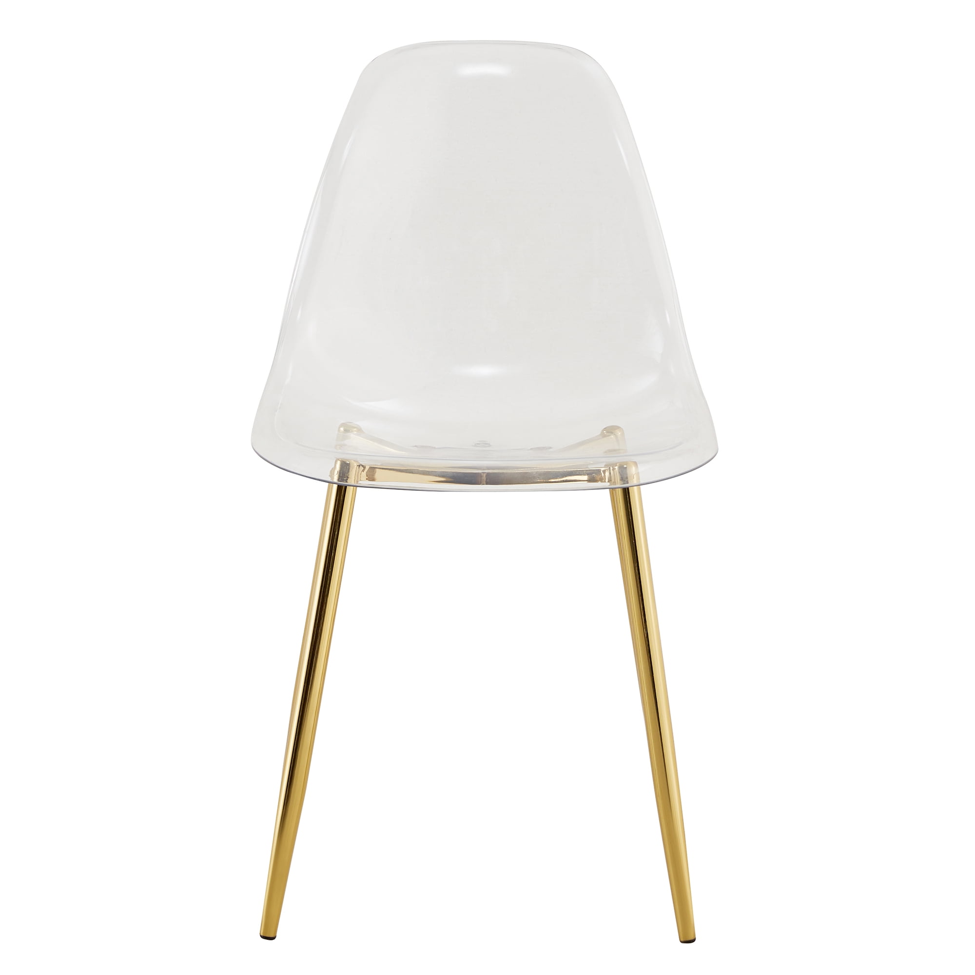 Transparent Dining Chair with Metal Legs, Set of 4, Golden