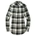 thumbnail image 2 of Yellow Rooster Flannel Shirts For Women Plaid Jackets Long Sleeve Button Down Snow White/ Black L, 2 of 5