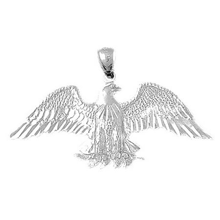 14K White Gold Eagle Pendant - 28 mm