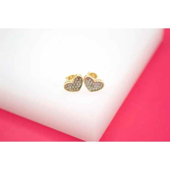 18K Gold Filled Designed Heart Stud Earrings