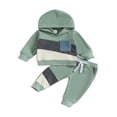 thumbnail image 1 of Baby Boy Fall Outfits Classic Long Sleeve Contrast Color Patchwork Hoodie + Pants Set Toddler Clothes, 1 of 8