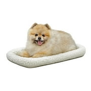 22L-Inch White Fleece Dog Bed or Cat Bed w/ Comfortable Bolster | Ideal for XS Dog Breeds & Fits a 22-Inch Dog Crate | Easy Maintenance Machine Wash & Dry | 1-Year Warranty