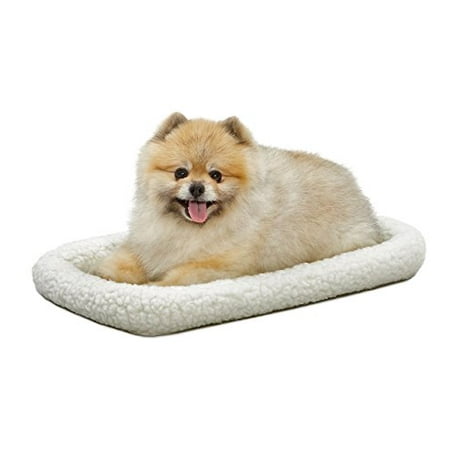 22L-Inch White Fleece Dog Bed or Cat Bed w/ Comfortable Bolster | Ideal for XS Dog Breeds & Fits a 22-Inch Dog Crate | Easy Maintenance Machine Wash & Dry | 1-Year Warranty